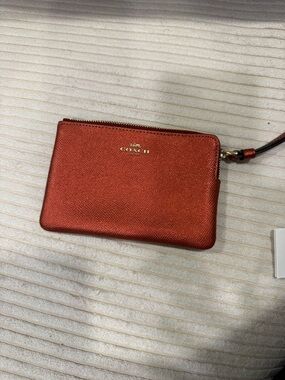 Coach Wristlet – Red/orange Metallic (New with Tags)